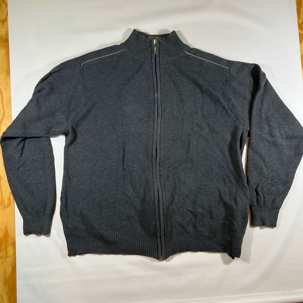 Attention Full Zip Sweater Mens XL Gray 0Mock Neck Knit Grandpa Core Dad Style - Picture 4 of 9